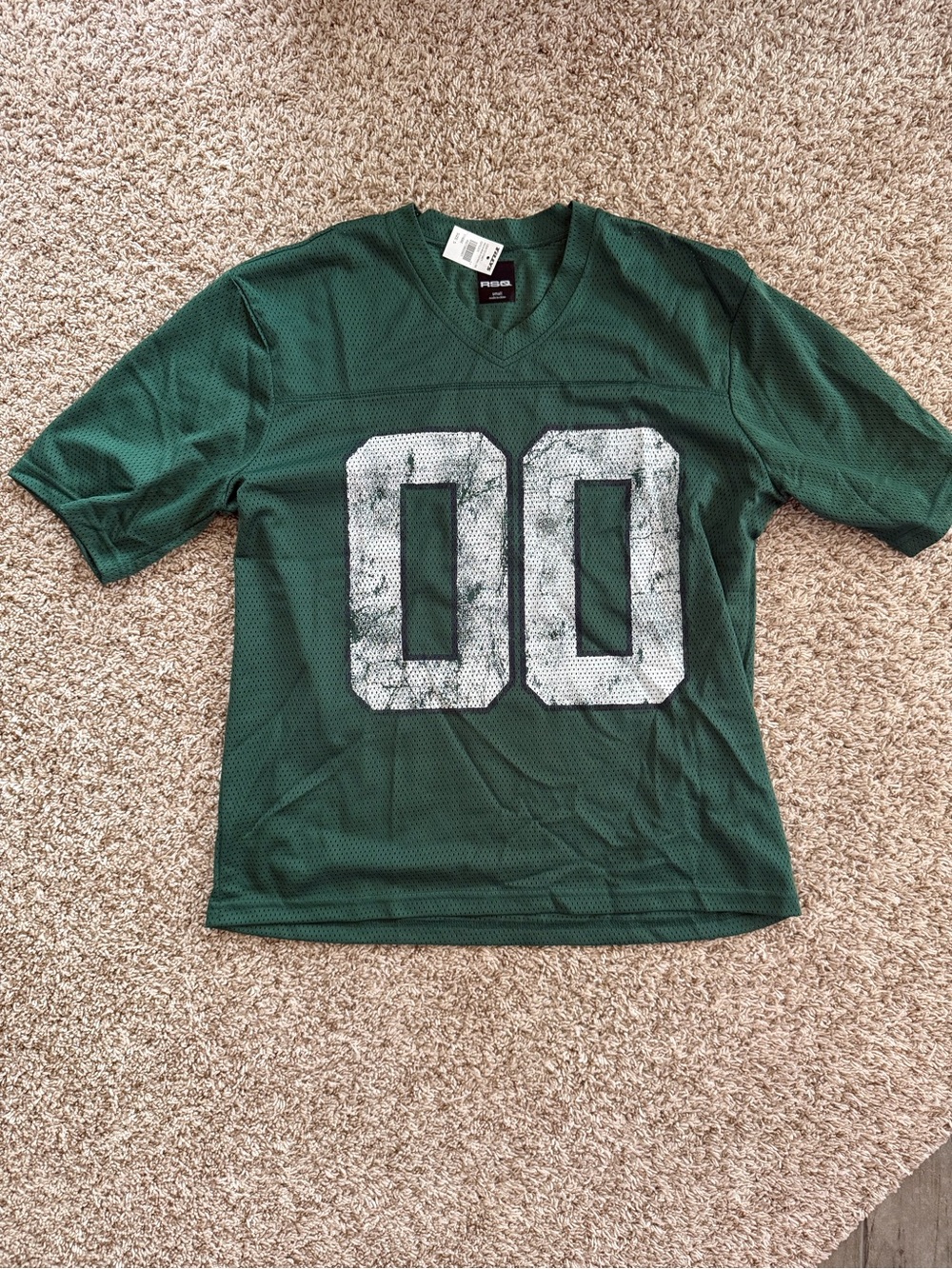 RSQ Green Mesh Jersey Top with White Number